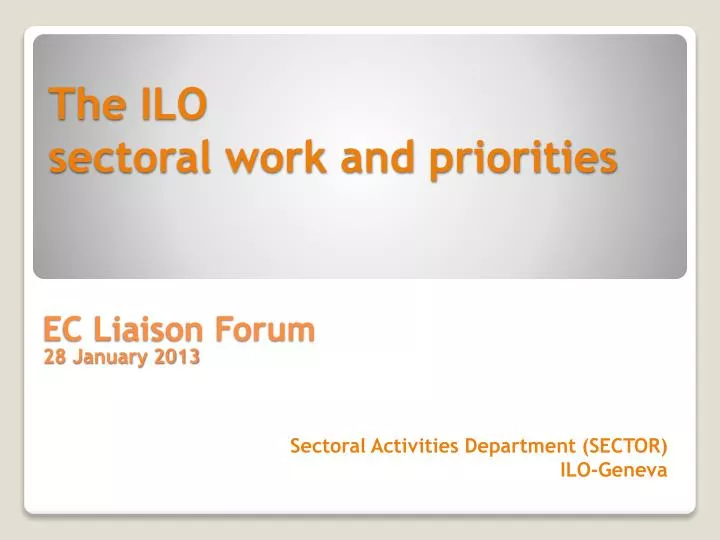 the ilo sectoral work and priorities