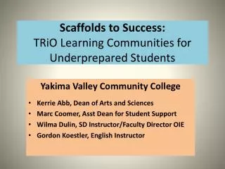 Scaffolds to Success: TRiO Learning Communities for Underprepared Students