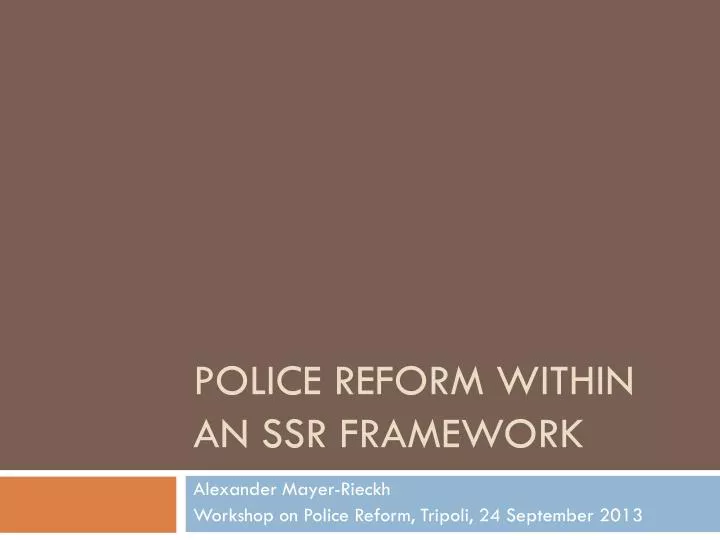 police reform within an ssr framework