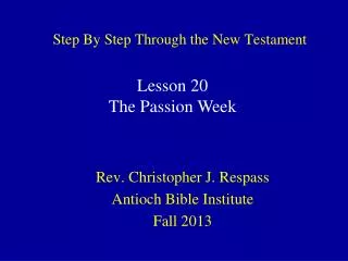 Step By Step Through the New Testament