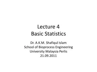 Lecture 4 Basic Statistics