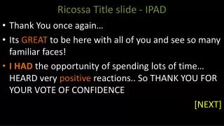 Ricossa Title slide - IPAD