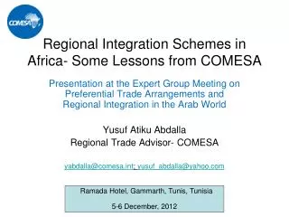 Regional Integration Schemes in Africa- Some Lessons from COMESA
