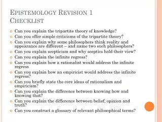 Epistemology Revision 1 Checklist