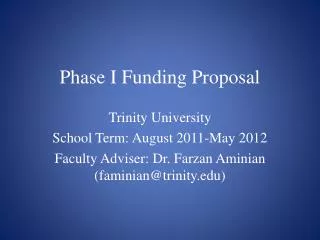 Phase I Funding Proposal