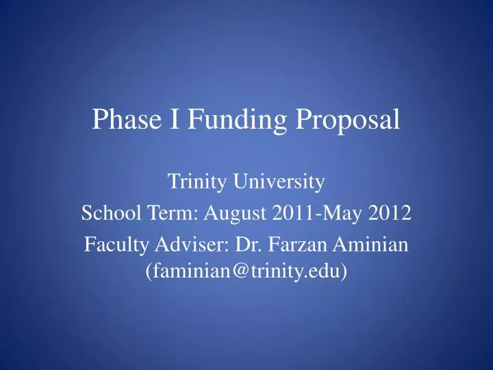 phase i funding proposal