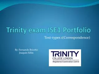 Trinity exam ISE1 Portfolio