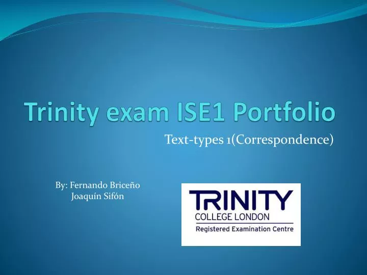 trinity exam ise1 portfolio