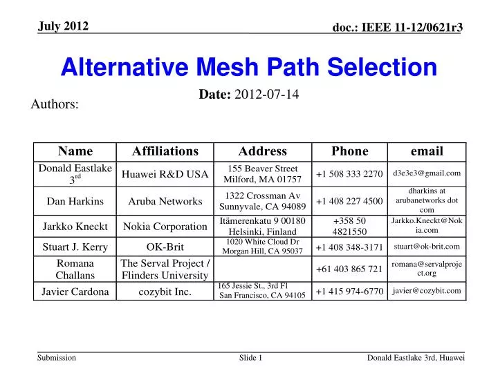 alternative mesh path selection