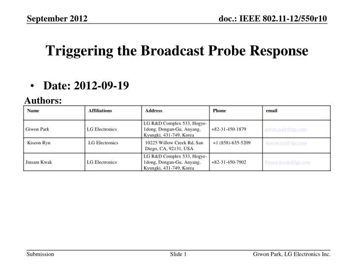 triggering the broadcast probe response