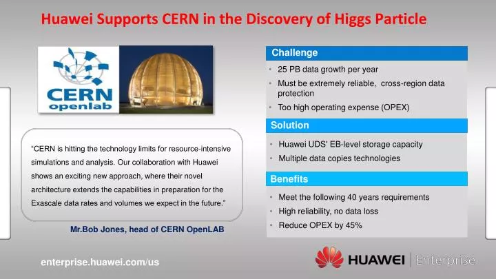 huawei supports cern in the discovery of higgs particle