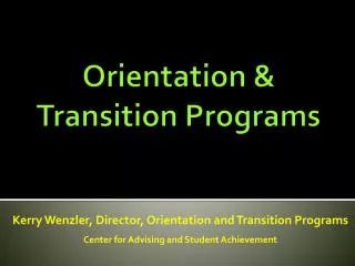 Orientation &amp; Transition Programs