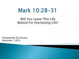 Mark 10:28-31