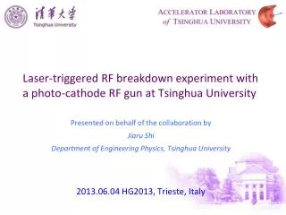 Laser-triggered RF breakdown experiment with a photo-cathode RF gun at Tsinghua University