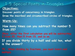 1.5 Special Points in Triangles