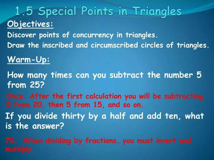 1 5 special points in triangles
