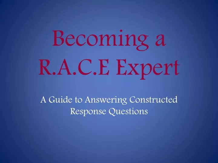 becoming a r a c e expert