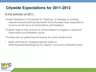Citywide Expectations for 2011-2012