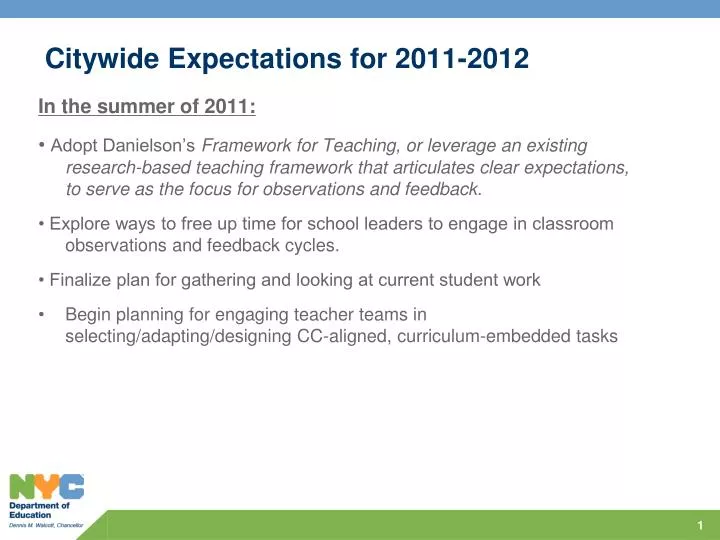 citywide expectations for 2011 2012
