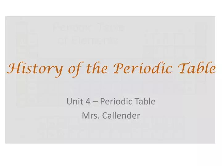 history of the periodic table