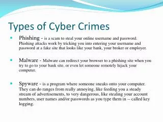 Types of Cyber Crimes