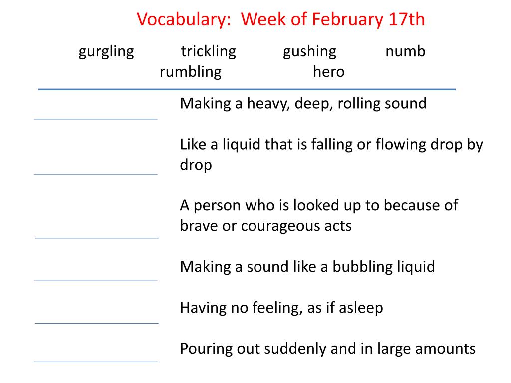Rumpling Example PPT - g urgling trickling gushing numb rumbling hero PowerPoint ...