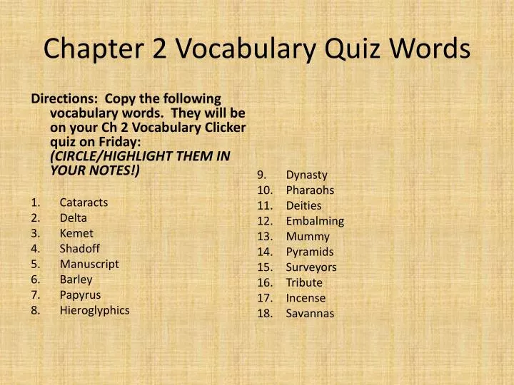 chapter 2 vocabulary quiz words