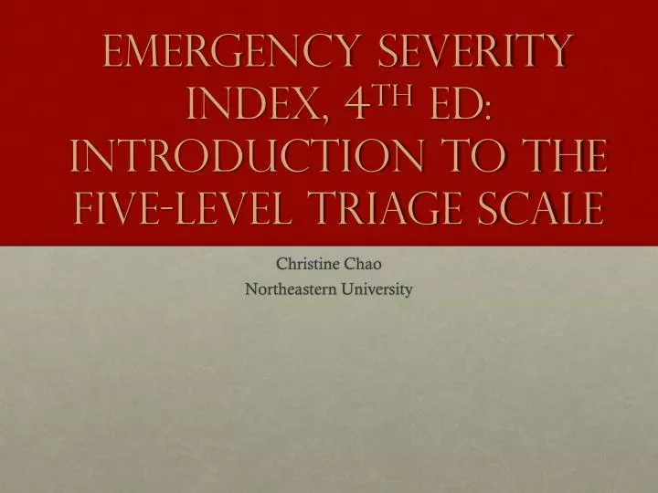 emergency severity index 4 th ed introduction to the five level triage scale