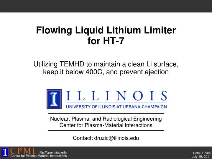 flowing liquid lithium limiter for ht 7