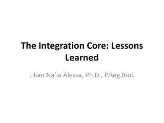The Integration Core: Lessons Learned