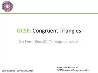 GCSE: Congruent Triangles