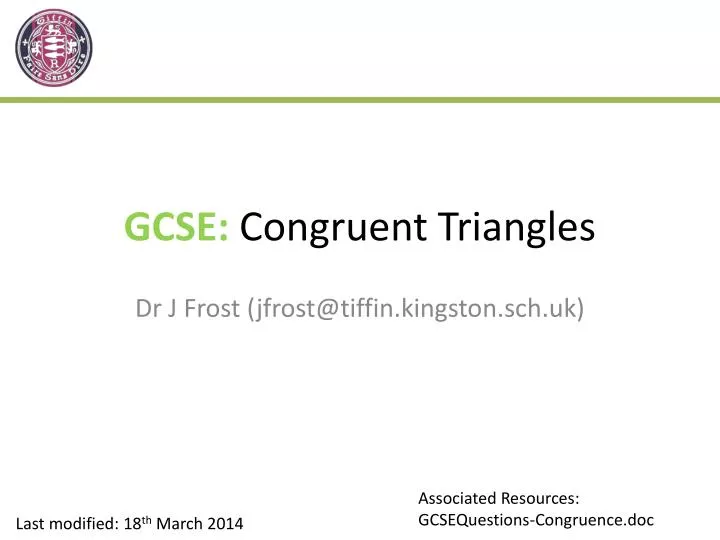 gcse congruent triangles