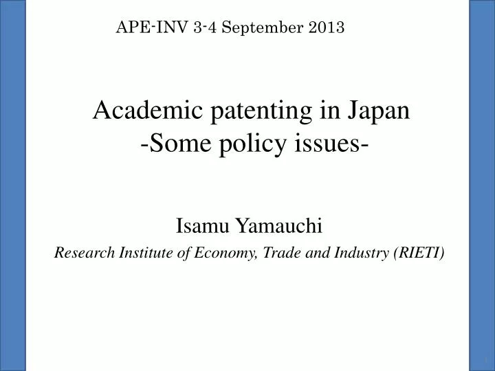 academic patenting in japan some policy issues
