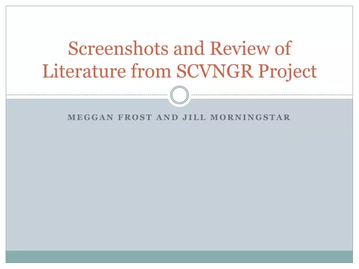 screenshots and review of literature from scvngr project