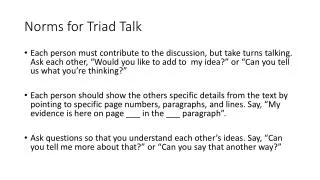 Norms for Triad Talk