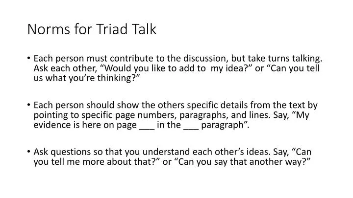 norms for triad talk