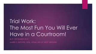 Trial Work: The Most Fun You Will Ever Have in a Courtroom!