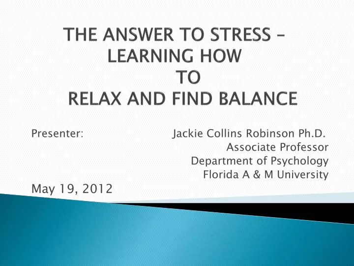 the answer to stress learning how to relax and find balance