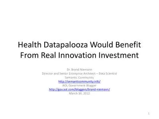 Health Datapalooza Would Benefit From Real Innovation Investment