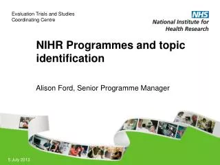 NIHR Programmes and topic identification