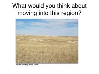 What would you think about moving into this region?