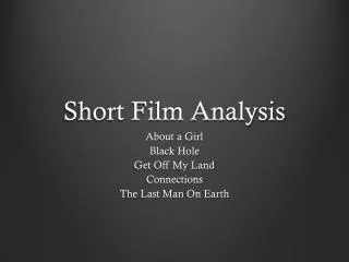 Short Film Analysis
