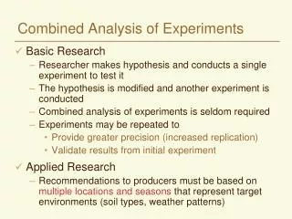 Combined Analysis of Experiments