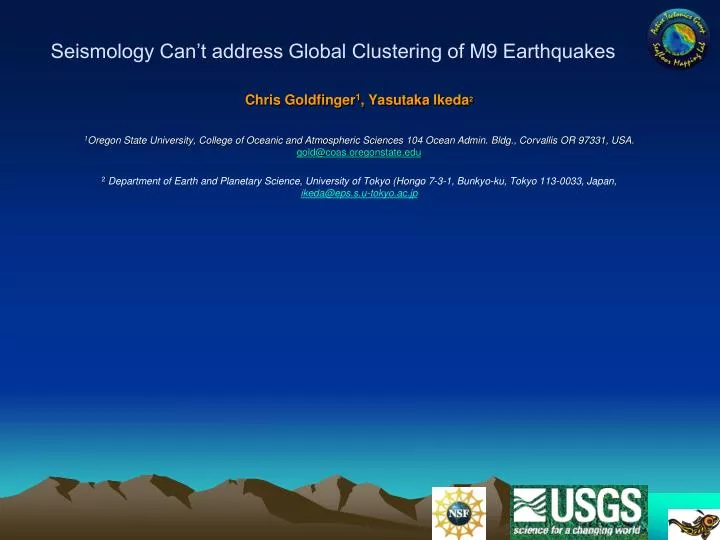 seismology can t address global clustering of m9 earthquakes