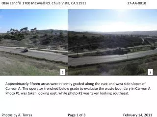 Otay Landfill 1700 Maxwell Rd. Chula Vista, CA 91911			37-AA-0010