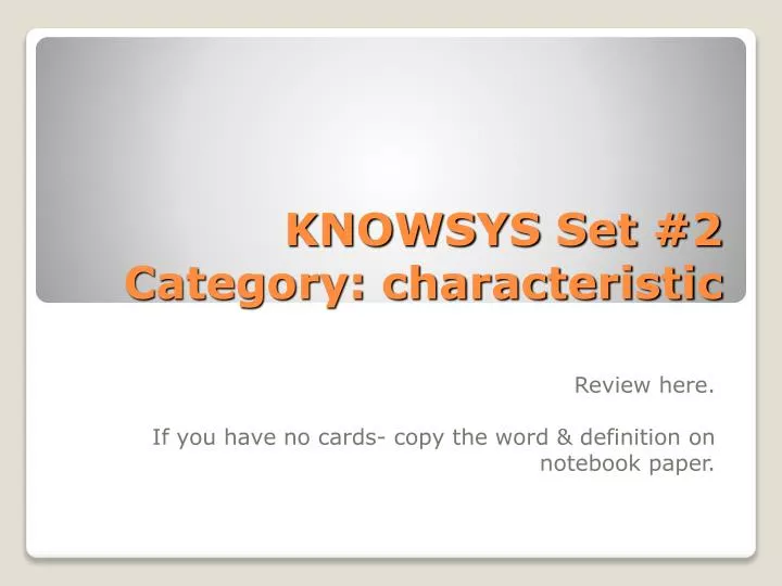 knowsys set 2 category characteristic