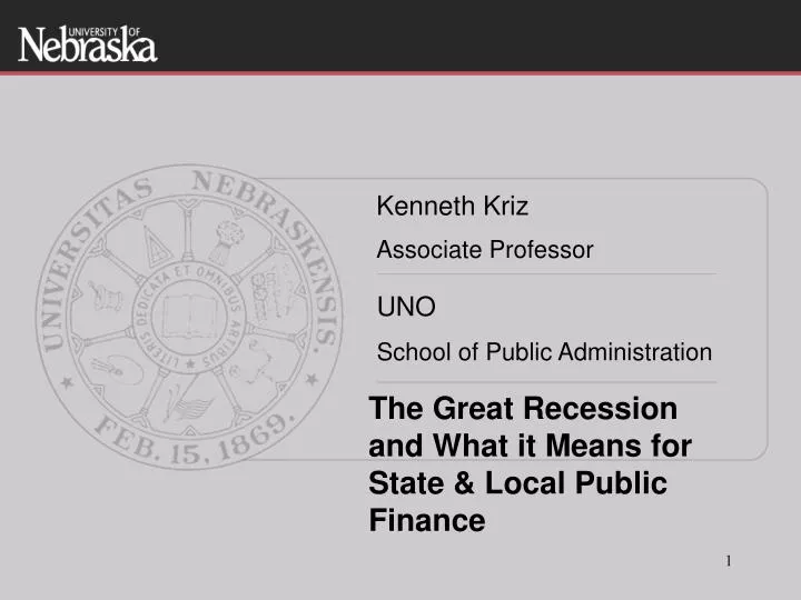 the great recession and what it means for state local public finance