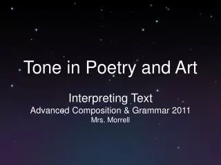 Tone in Poetry and Art