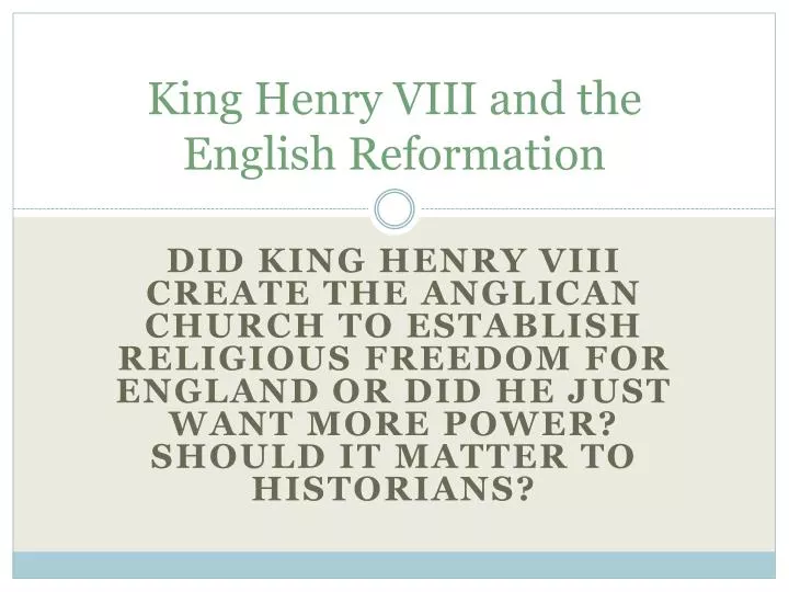 king henry viii and the english reformation