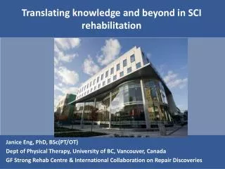 Translating knowledge and beyond in SCI rehabilitation